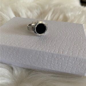 Silver stainless steel and Black Ring 8